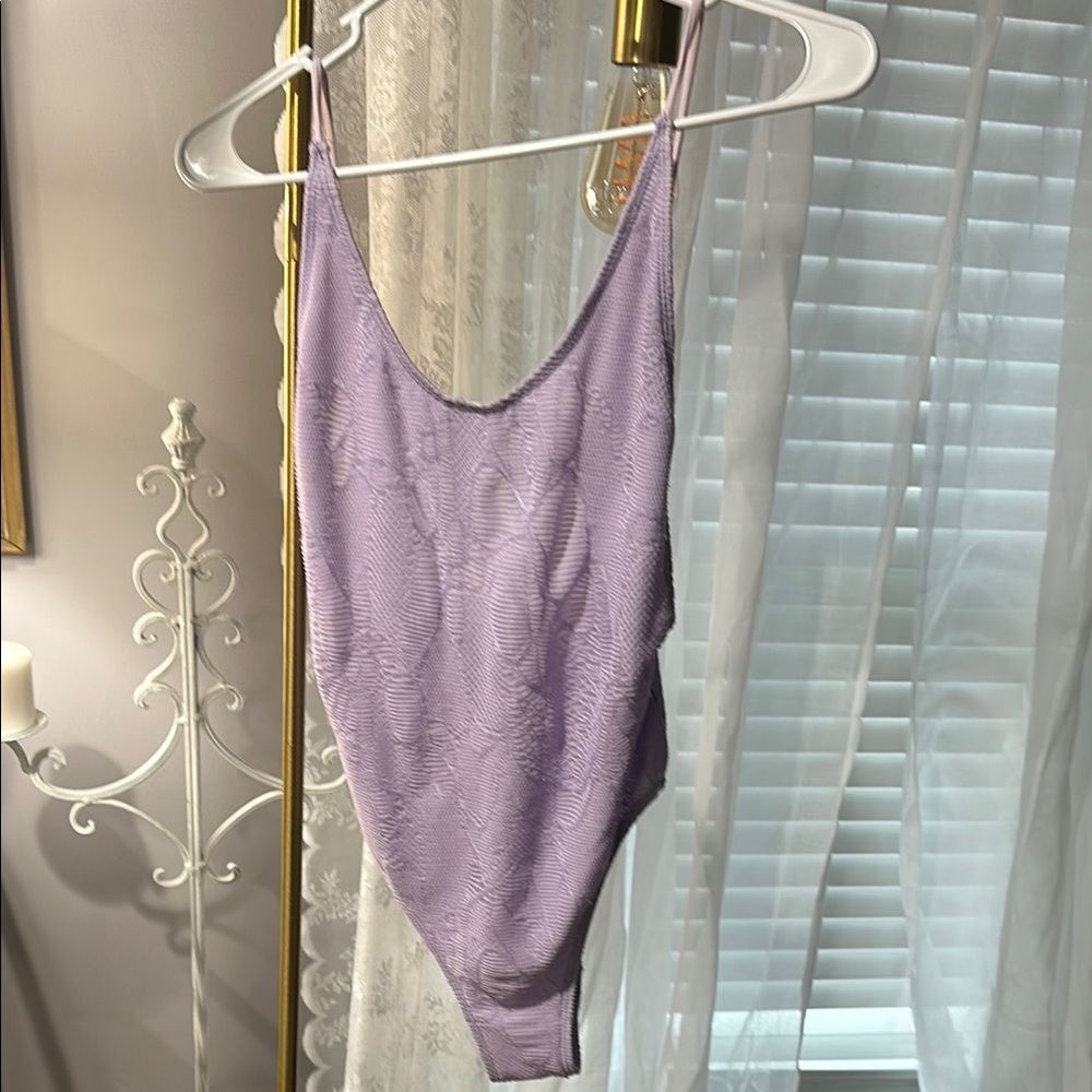 Purple Fitted Backless Bodysuit